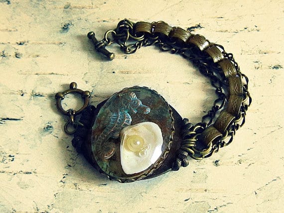 seahorse and seashell bracelet